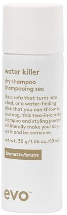 Evo Water Killer Dry Shampoo Brunette - Absorbs Oil to Refresh Hair - Brunette Pigment That Blends Tones - Styling Spray - Travel Size, 50ml / 1.7fl.oz