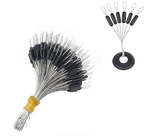 Angeln Bobber Stopper - 300 STK Schwarze Gummiperlen Gummiperlen Stopper Schnurstopper Zubehör für Angelschnüre 0.2#-5.0#