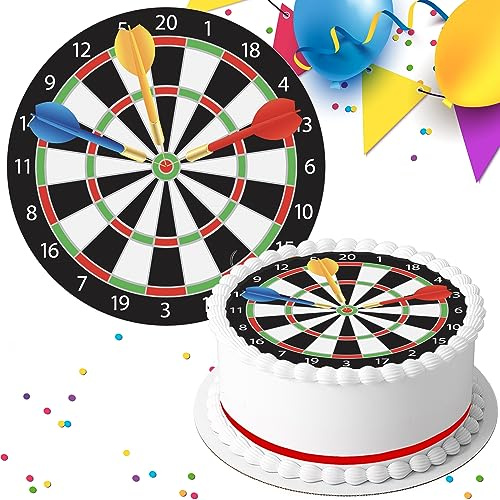 DARTS BIRTHDAY PARTY 7.5 INCH PRE-CUT EDIBLE ICING CAKE TOPPER DECORATION E803