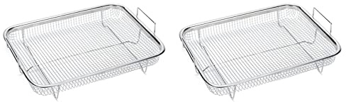 Bdfhjln 2 Stück Luftfritteusenkorb für Backofen, Grillkorb aus Edelstahl, Korb aus Antihaftbeschichtung, Grillkorb für Luftfritteuse, 2 Stück