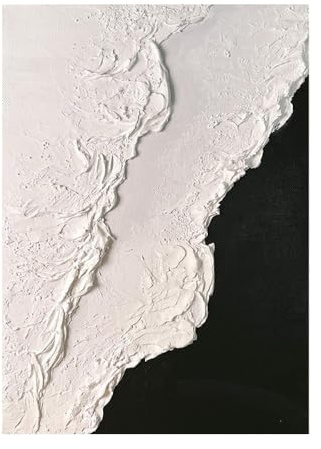 Cuadros Modernos Al Oleo, Paisaje De Olas De Textura Gruesa En Blanco Y Negro Abstracto Moderno Obra De Arte Pinturas Al Óleo A Mano Sin Marco Sobre Lienzo Arte De La Pared Para Sala De Estar,Dorm