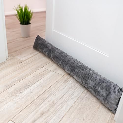 Totsy Baby Zugluftstopper für Türen und Fenster Stopper Türdichtung 100 cm Seitenschläferkissen Umrandung oder Tür Luftzugstopper Schalldämmung Windstopper Türluftstopper Minky Hellgrau