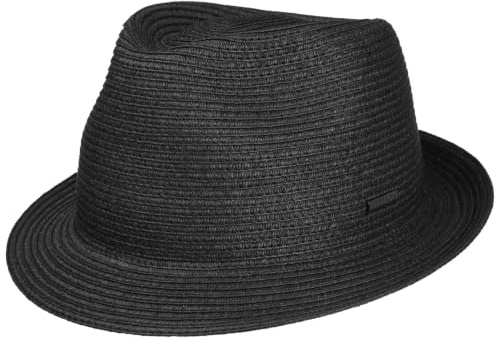 Stetson Chapeau en Paille Dawson Toyo Trilby Femme/Homme - D'Ete de Soleil Ete Printemps-ete - L (58-59 cm) Noir