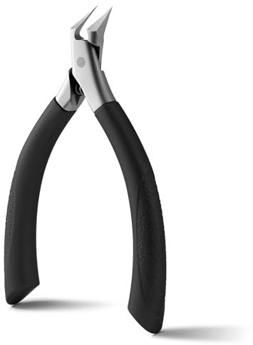 FVION Nagelzange Gerade Klinge für Eingewachsene Fußnägel und Fingernäge, Edelstahl und Scharfe Spitze Eckenzange Fußpflege, Nagelschere für Starke Fußnägel (Schwarz)