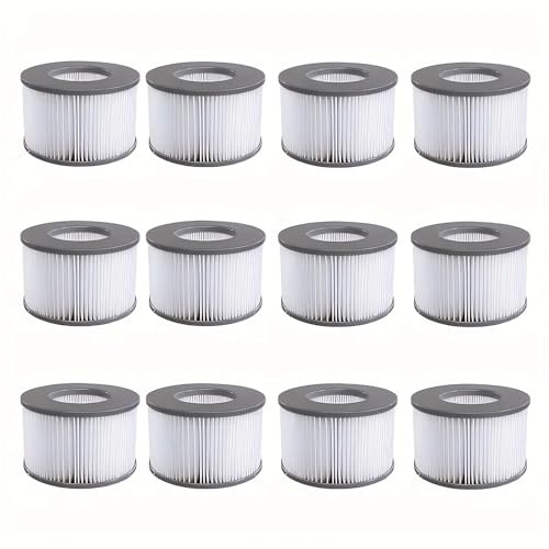 Vokowin Ersatzfilter für MSPA Whirlpool Ersatzfilter-Kartusche Wasserfilter, Filter für Whirlpool und heiße U-Boote sowie Spas, Aufblasbare Pools, Wasserfilter Modell ab 2020, Packung à 12