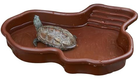 Nbbwwu Schildkröten Wasserschale,Reptilien-Futternapf Mit Drainage,Große Reptilien-Wasserschale,Großes Schildkröten-Badebecken,Schlangen-Wasserschale,eptilien-Badebecken Mit Rampe Und Sonnenplattform