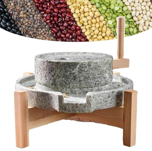 KK-GGL Manual Stone Grain Mill, Retro Natural Rock Mill Grinder, Old School Handmade Dyry & Wet Grinding Machine, Household Hand Mill for Grain, for Wheat Flour Peppers Seeds Nuts Corn Spices