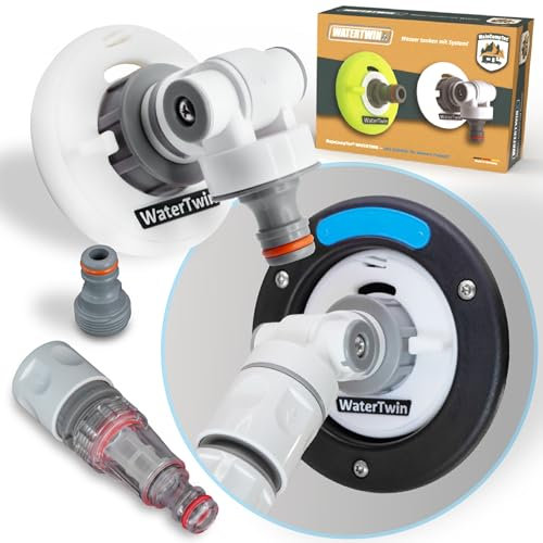 MaJoCompTec® WATERTWIN Tankdeckel mit Wasseranschluss | Wassertankdeckel Befülladapter für Wassereinfüllstutzen | Wohnmobil Wohnwagen Zubehör (Flex-Version + Kompaktfilter, Adapter 3-PIN D:78)