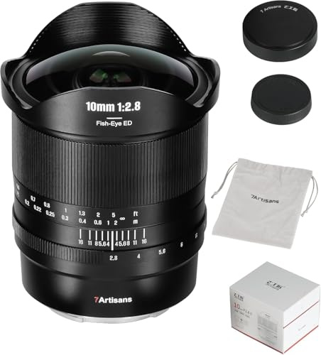 7artisans 10mm F2.8 II Full Frame Ultra Wide Angle Fisheye Lens 185°Manual Focus for Sony E-Mount Mirrorless Cameras A7/A7R/A7S/A7II/A7RII/A7SII/A9/A7RIII/A7III/A7RIV/A9II/A7SIII/A7C/A1