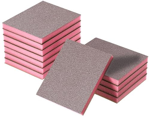 Jortmrd 12 Pezzi Spugna Abrasiva per Legno Spugnetta Carta Vetrata Spugna Spugne Abrasive Legno Riutilizzabile Blocco di Spugna Smerigliata 120 Diverse Spugnette Abrasive per Legno, Metallo