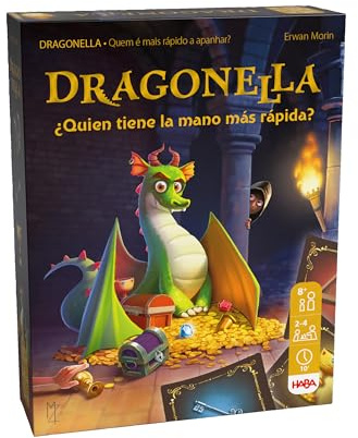 HABA Dragonella – Spanish & Portuguese Edition (ES/PT) – Dragon Game & Treasure Hunt for Families – Exciting Collectible Card Game of Speed & Strategy for 2–5 Players Ages 5+ – 2011447004