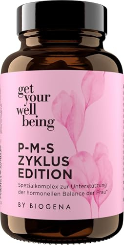 get your wellbeing by BIOGENA - PMS Zyklus Spezialkomplex, 60 Kapseln | Nahrungsergänzung für hormonelle Balance bei Frauen, Mit B-Vitaminen & Mineralien, Vegan, Konservierungsstofffrei