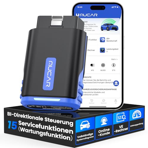OBD2 Bluetooth Adapter Für iOS & Android, MUCAR DriverScan OBD2 Diagnosegerät Mit Volle Systemdiagnose+15 Reset-Funktion, Diagnosegerät Auto Für BI-Direktionale Steuerung/Exklusive APP/Batterietest