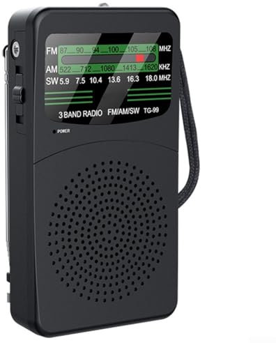 Radio, radio digital portátil AM/FM/SW, diseño compacto con potente altavoz de 3 W, alimentado por batería con altavoz estéreo, conector para auriculares