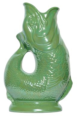 Gluckigluck Karaffe XL Apfelgrün schimmernd – 1,2 l – Original Gluggle Jug aus England – Wasserkrug mit Glucker-Geräusch – Handgefertigt & schimmernde Oberfläche – Kult-Krug als Vase oder Dekanter