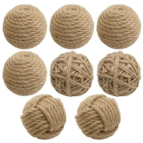 Hoypeyfiy 8 PCS Decorative Balls, Handmade Sisal Rope Orbs, Versatile Centerpiece Filler for Vases, Bowls, Home Décor, Housewarming Gift