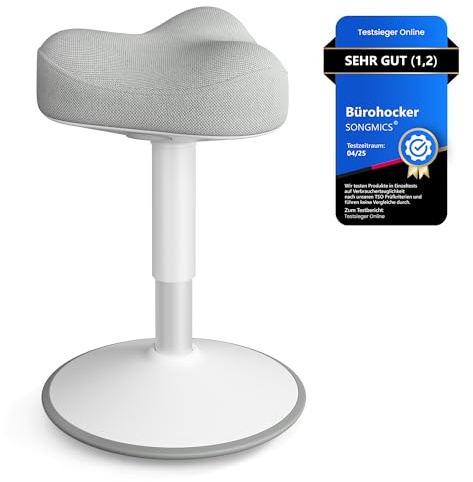 SONGMICS Stehhocker, um 360° neigbar, höhenverstellbar 48-65.5 cm
