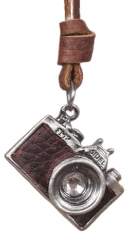 budiniao Vintage Retro Kamera Halsband Handgjort Läderkedja Smycken För Fotoälskare Halsbandslängd 74cm/29” Kamerahänge Fotografi, Brun