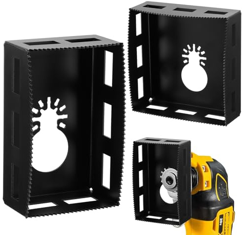 2 Pcs Square Slot Cutter, Drywall Outlet Cutter for Dewalt 20V & Milwaukee M18 Oscillating Multi-Tools, Hardened Steel Electrical Box Cutting Tool for Single Gang Wall Box, One-Step Cutting in Place