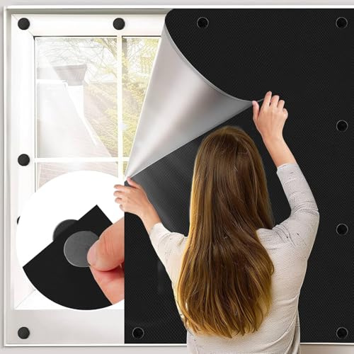 BKSAI Magnetic Blackout Blinds Window for Bedroom | Quick Removable, 200x145cm Any Shape and Size, No Drilling 16 Magnets, Portable Black Out Blinds Stick On Blackout Blind