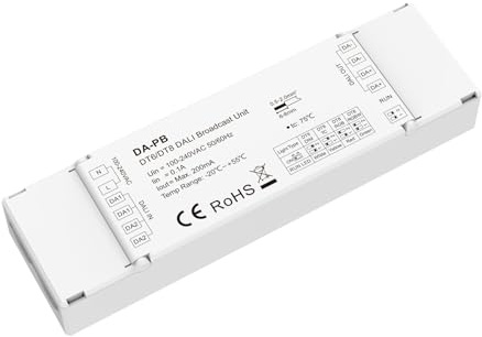 Unità Broadcast DALI DT6 DT8, Espansore Circuito Bus con Alimentatore Integrato Max 200mA, per DIM CCT RGB RGBW, AC220V, Regolabile Tramite DIP