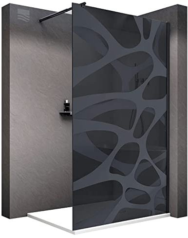 BERNSTEIN® Duschwand Glas Duschabtrennung Walk-In Dusche Nano ESG Echtglas Duschtrennwand EX101 Milchglas-Muster Wave 140 x 200 cm
