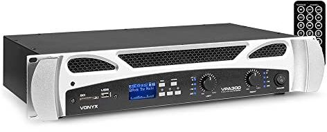 VONYX VPA300 300W 2-Channel Stereo Bluetooth Power Amplifier – DJ & PA Audio Amp with USB/SD Media Player, MP3 Playback & Recording, Rack Mountable (2U)