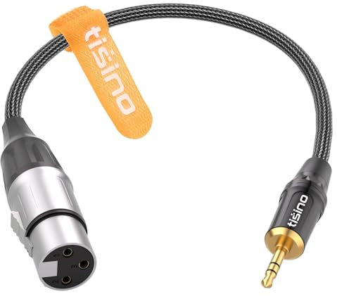 TISINO XLR to 3.5mm Jack Cable, Balanced XLR Female to Mini Jack Aux Adapter Audio Cord for Shotgun or Condenser Microphones - 30cm