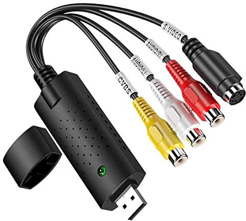 GLER - Convertitore da VHS a digitale, adattatore video USB 2.0 con acquisizione audio, supporto NTSC, PAL, SECAM, scheda di acquisizione audio/video per Windows 2000, XP e Vista