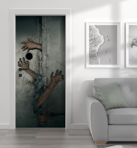 MyMaxxi Türtapete selbstklebend - Einteilige Türfolie 90x200 cm - Motiv: Aufzug Zombie Türklebefolie zum verschönern & bekleben der Tür - Türaufkleber aus Klebefolie