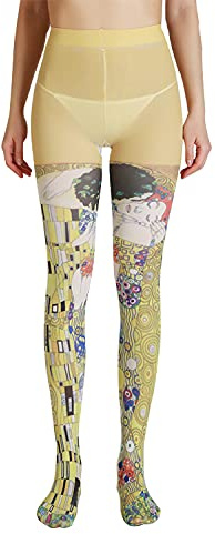 Sahabowi Dam hög midja tights nylon 3D-mönstrade strumpor kyss strumpbyxor, 3D kyssmönster, One Size