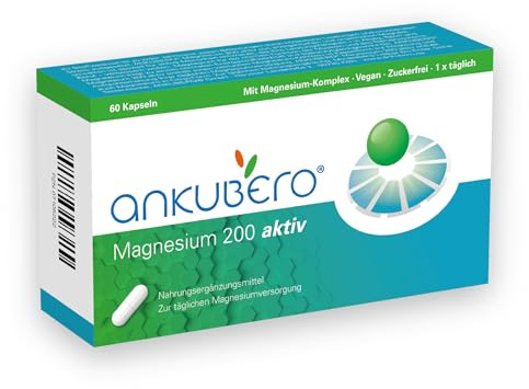 ANKUBERO Magnesium 200 aktiv, Vegan, ohne Gluten, Laktose und Zucker.