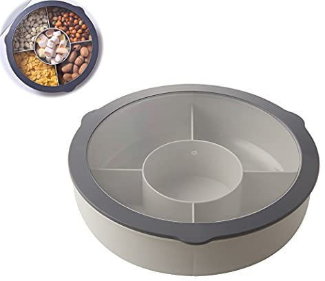 HAYAN Snack Schalen Dish süßigkeiten box mit Deckel 28,6 × 8 cm (Kristallgrau)