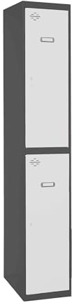 Simon Rack Taquillas Vestuario Metalicas, 2 Puerta, Incluye Llave, 1800x400x500 mm, Antracita/Blanco - Simonlocker