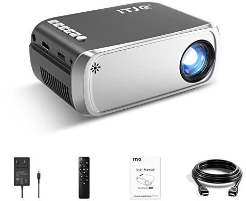 Mini Beamer, Tragbarer Projektor 1080p Unterstützt, Telefonprojektor kompatibel mit iOS/Android Smartphone/Laptop/PS4, Filmprojektor mit HDMI/USB Schnittstellen für Heimkino (Silber)
