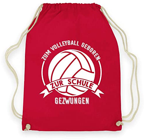 wowshirt Turnbeutel Gymsack Zum Volleyball Geboren Zur Schule Gezwungen Volleyballspieler, Farbe:Classic Red