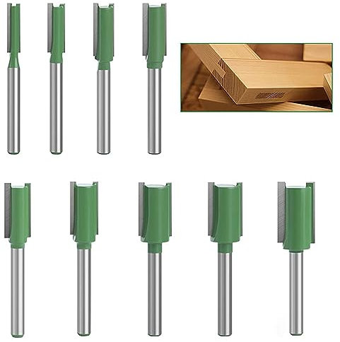 9 Pièces 6 mm Queue Fraise Defonceuse, Fraise Droite, Fraise à Bois Fraise Extra-longue, Mèches Carbide Router Bits Fraise à Menuiserie, pour le Travail du Bois