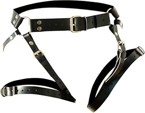 Damen Punk Leder Körperkette Sexy Einstellbare Taillenkette Schwarz Bein Strumpfband Gürtel Gothic Schelling Kette Körperzubehör für Frauen