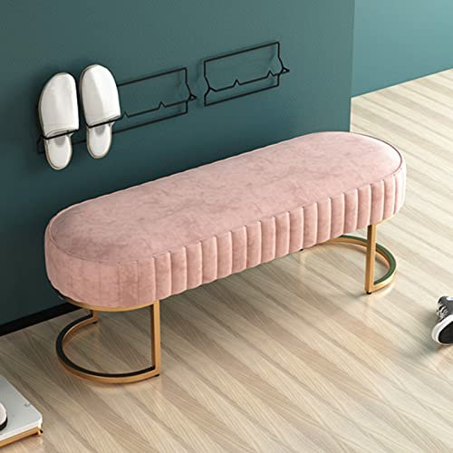 Moderno Lussuoso Grande Velluto Imbottito Panca Contenitore Robusto Cassapanca Sgabello per Cambio Scarpe per Vivente Camera Camera Ingresso Corridoio-Rosa 80x32x42cm(31x13x17inch)