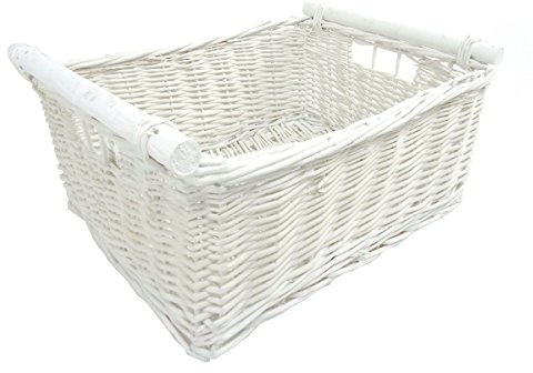 Kitchen Log Fireplace Wicker Storage Basket With Handles Xmas Empty Hamper Basket [White,Extra Large 51x41x22cm ]