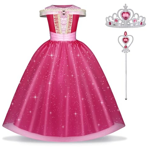 URAQT Robe de Princesse Filles Costume de La Belle au Bois Dormant(100)