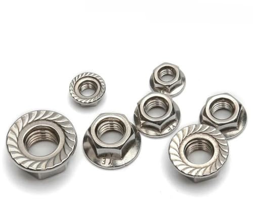 1/25 Stück M3 M4 M5 M6 M8 M10 M12 M14 M16 DIN6923 201/304/316 Edelstahl Sechskant-Sechskantkopf gezahnte Spinlock-Sicherungsmutter-1 Stück M16-Linksgewinde