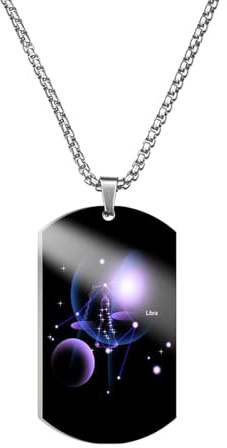 Caimeytie Collier en Acier Inoxydable,Pendentif Multicolore,Collier Astrologie pour Homme,12 pendentifs Constellations,Pendentif Astrologie Signe Astrologique, Cadeau Balance