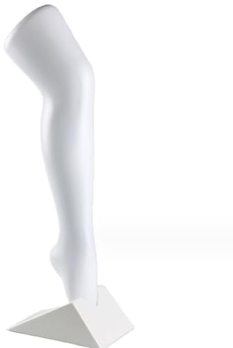 Bayli Strumpfbein für die Präsentation von Strümpfen und Socken, Dekobein - Weiblich, 56 cm Dekofuß mit Ständer, Schaufensterpuppe - Bein mit lebensechten Form, Sockenbein - Farbe Weiß