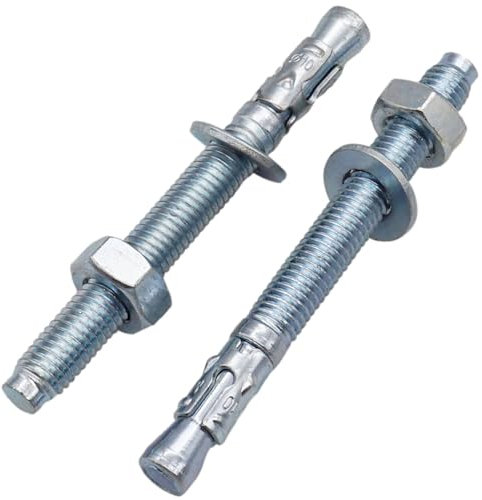 SKIR'CO (4 piezas) Anclajes de cuña chapados en zinc M10 x 100 mm, tacos de metal, pernos de anclaje, anclajes de mampostería, anclaje de hormigón