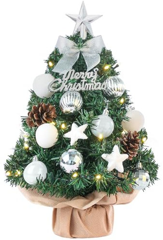 Mini Weihnachtsbaum Kleiner Weihnachtsbaum mit Beleuchtung LED Tisch Weihnachtsbaum klein künstlich geschmückt für Weihnachten Deko 40cm