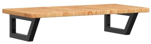 vidaXL Waschtischplatte mit Halterung, Holzplatte Waschtischkonsole Wandmontage, Waschbeckenplatte Wandkonsole Wandregal, Stahl Massivholz Eiche