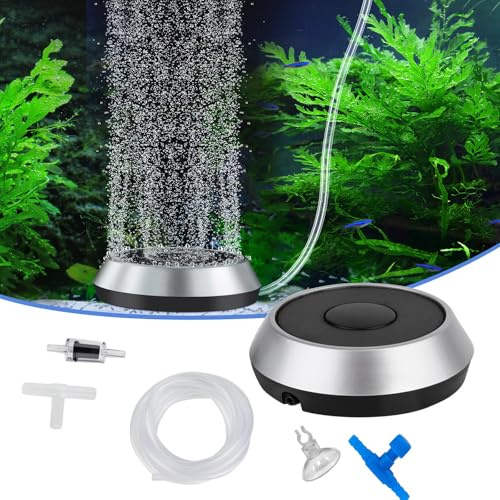 hygger Aquarium Air Stone Fish Tank Sauerstoffstein Löst Sauerstoff Diffusor mit Luftschlauch, 8,9 cm Luftsteine Aquarium Bubbler Kit (Luftpumpe nicht im Lieferumfang enthalten)