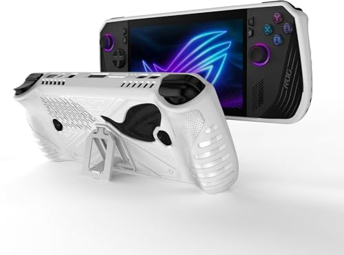 Hzycwgone Hülle für ROG Ally X,TPU Griff Schutzhülle für ASUS ROG Ally X Gaming Konsole(2024),Weiche Rückseite mit Ständer für ASUS ROG Ally X 2024(Weiß)