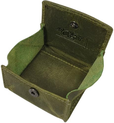 Kleine Büffel-Vollleder Wiener Schachtel Geldbörse/Münzbörse/Geldbeutel/Portemonnaie/Portmonaise/Geldtasche/Portmonee (Grün)
